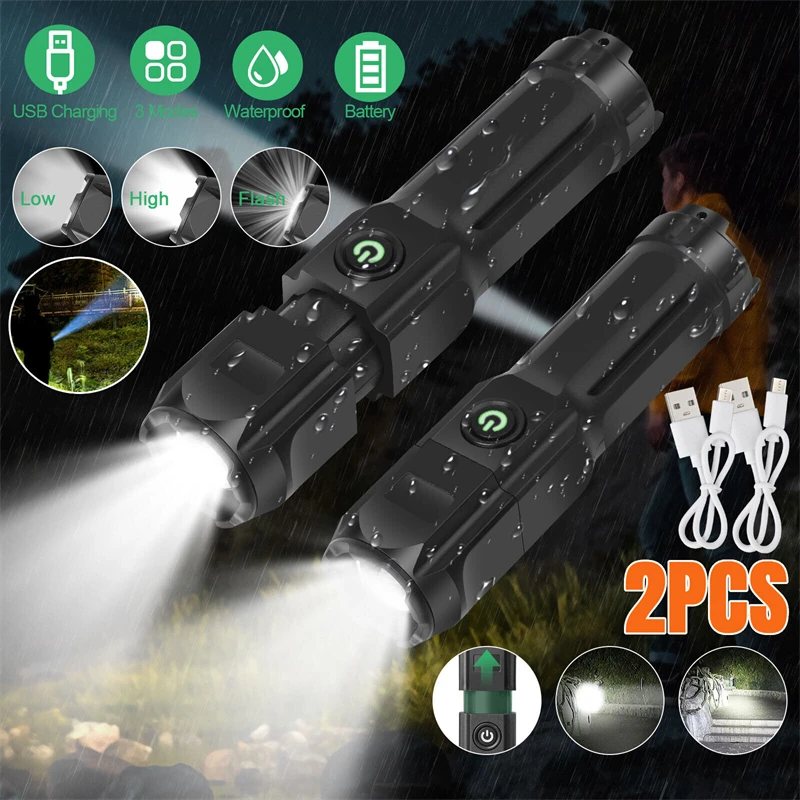 

Car Led Work Light High Power LED Flashlight Torch Rechargeable Tactical Flashlamp 18650 Waterproof Zoom Fishing Repair Lantern