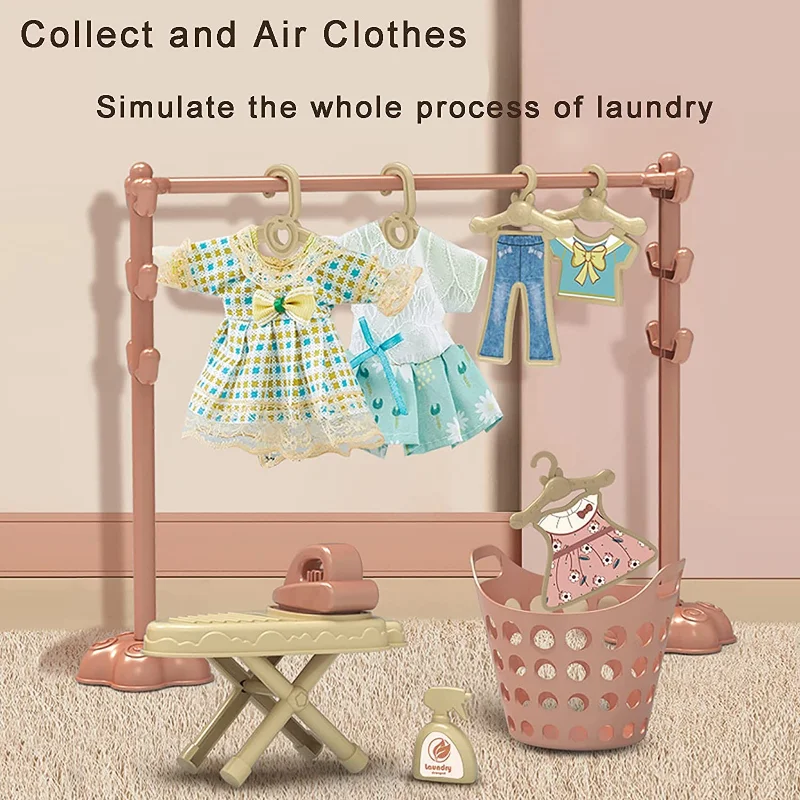 Pretend Play House Appliances Washing Machine Toy Kids Washer and Dryer Playset Electronic Laundry Toy with Realistic Sounds