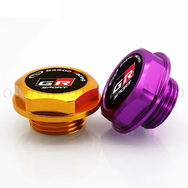 1 قطعة غطاء زيت محرك السيارة الألومنيوم ل GR SPORT TRD شعار غطاء خزان الزيت قبعات حشو الزيت سباق السيارات تعديل يغطي