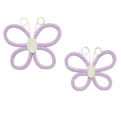 Set of 2 Hand - Woven Bohemian Butterfly Wall Decorations - Colorful Art for Nursery, Home, and Office Decor (2pcs purple)