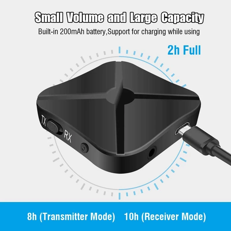Émetteur-récepteur Bluetooth 5.0, adaptateur Bluetooth 2 en 1, prise jack  3.5mm, utilisation simultanée de revieTx et Rx 2 - AliExpress