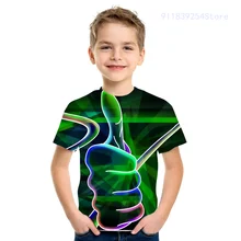 

2022 Summer Factory Outlet Boys Girls 3D Funny Finger Print T Shirts Personality Fashion Hip Hop Street Cool Kids