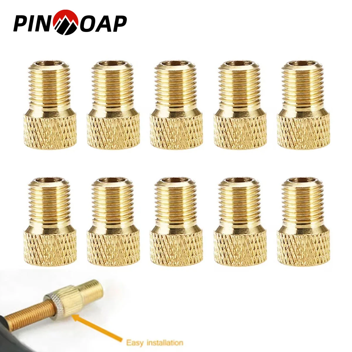2/5/10PCS Bicycle Valve Adapter F/V To A/V Valve Adapter Bike Value Converter Presta To Schrader Bicycle Brass Conversion Valve