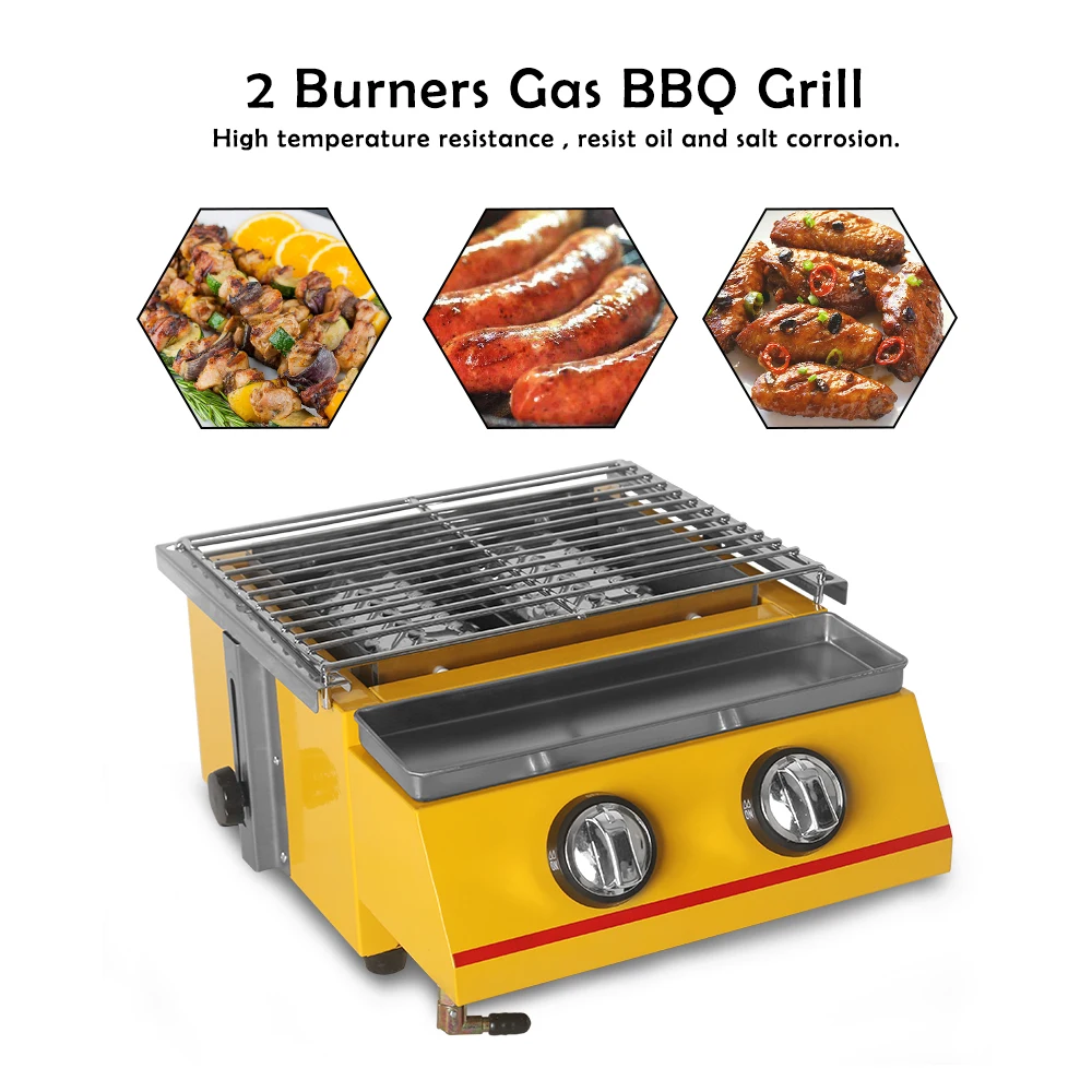 

ITOP 2 Burners Gas Stove BBQ LPG Grill Adjustable Height Gas LPG Griddle Barbecue Tools For Outdoor Kitchen Infrared Gas Burner