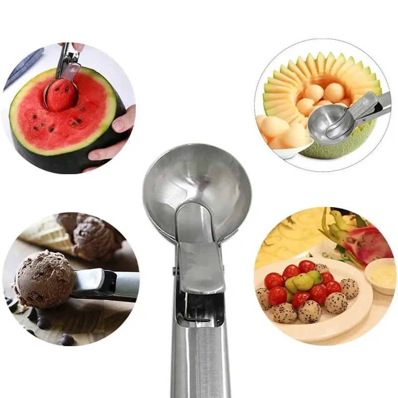 Multifunctional Ice Cream Scoops Stainless Steel Dual-Purpose Scoop Fruit Watermelon Spoon Ball Scoop Household Ice Cream Tools