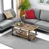 FOLUBAN Industrial Coffee Table with Shelf, Wood and Metal Rustic Cocktail Table for Living Room, Oak 6