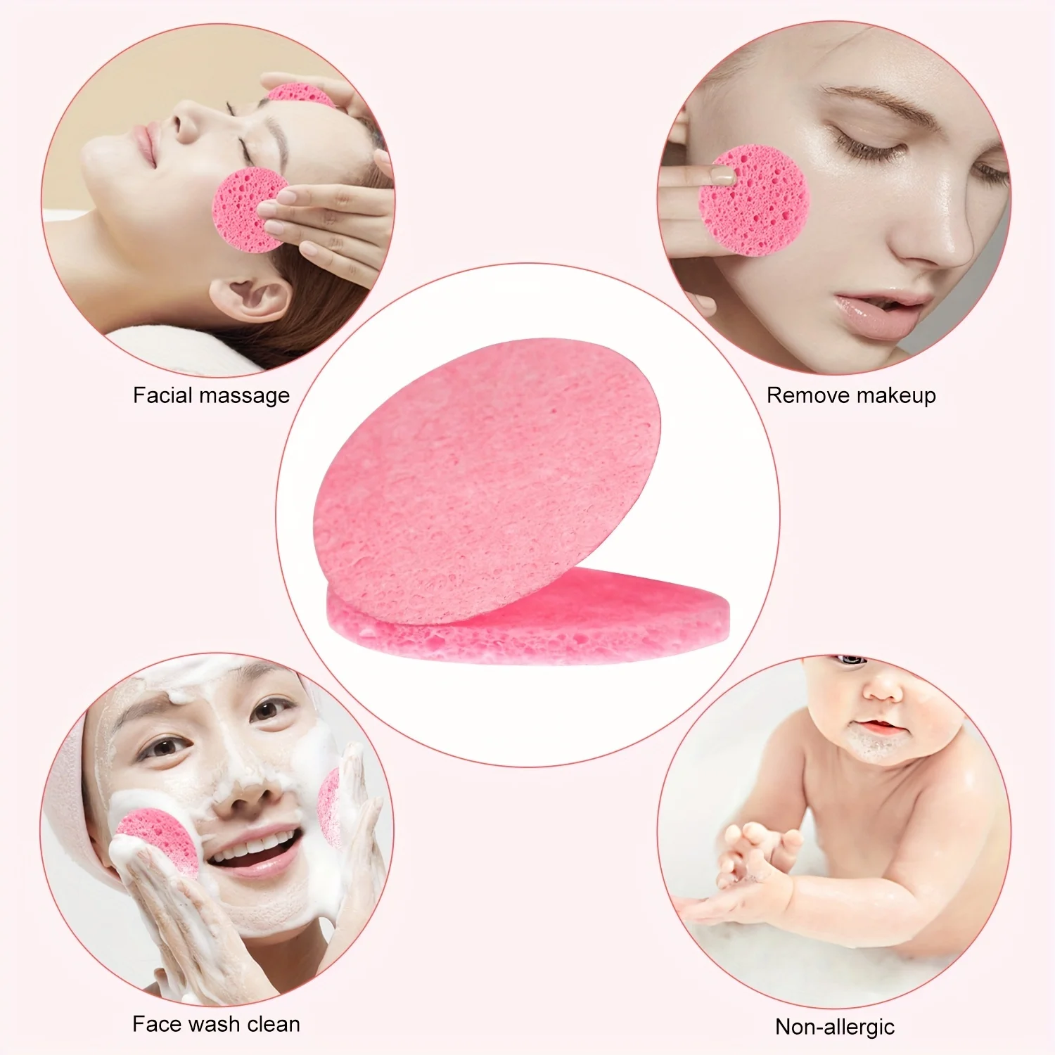 Compressed Facial Sponges, Estheticians Round Cellulose Facial Sponges,Natural Cosmetic Spa Sponges For Face Cleansing,Massage 2