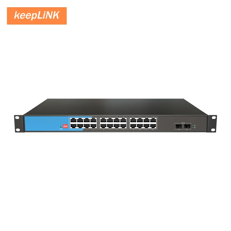 26-Port Gigabit Switch with 24-PoE Ports and 2 SFP Uplink