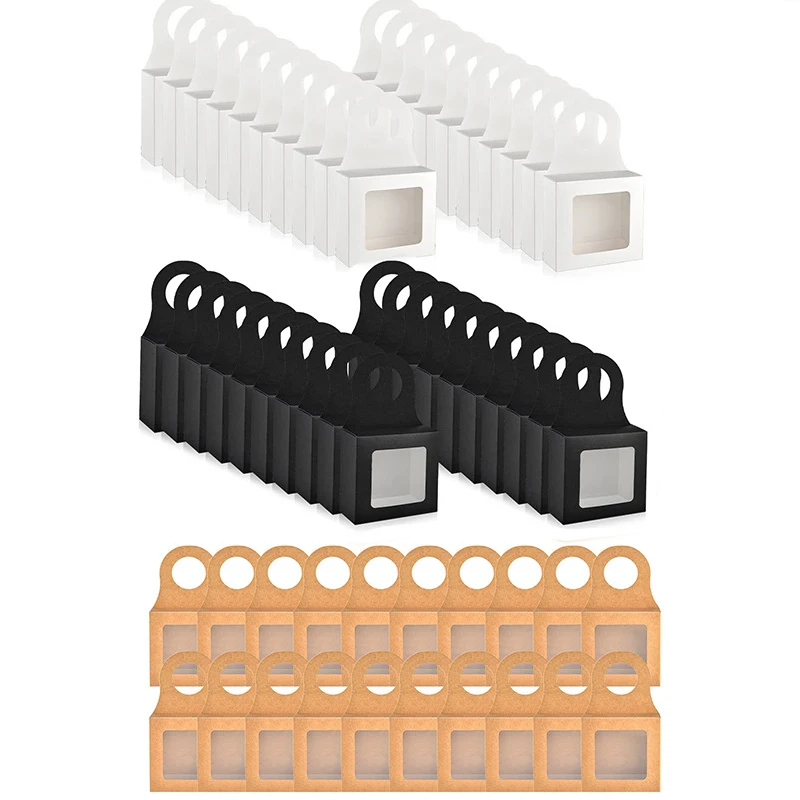 30Pcs Kraft Paper Wine Bottle Gift Boxes with Transparent Window – Hanging Foldable Rec... - SKU PWBB2044 - UGI Packaging