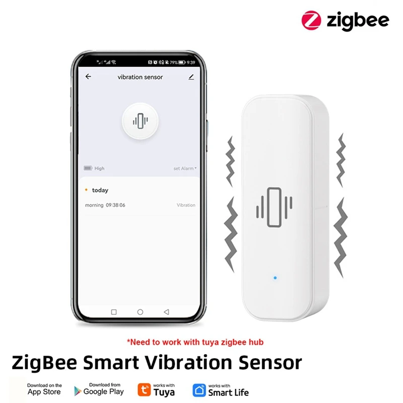 

Умный датчик вибрации Tuya Zigbee, сенсорный монитор с управлением через приложение, Защита окружающей среды, датчик движения, Аварийная сигнализация
