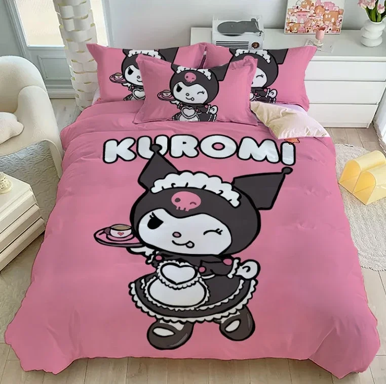 Hello Kitty Dekbedovertrek Beddengoed Set - Dekbedovertrek En Kussensloop, Microvezel, 3D Digitale Print Driedelig Beddengoed (Color : B, Size : 140x200cm