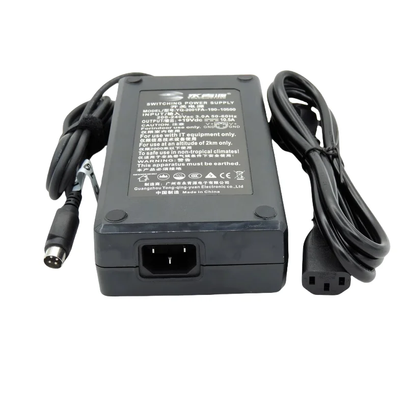 YONGQINGYUAN YQ-2001FA-190-10500 19V 10.5A 200W 4 PIN (Din) Plug Laptop Adapter Charger For AIO Computer Swithching Power Supply