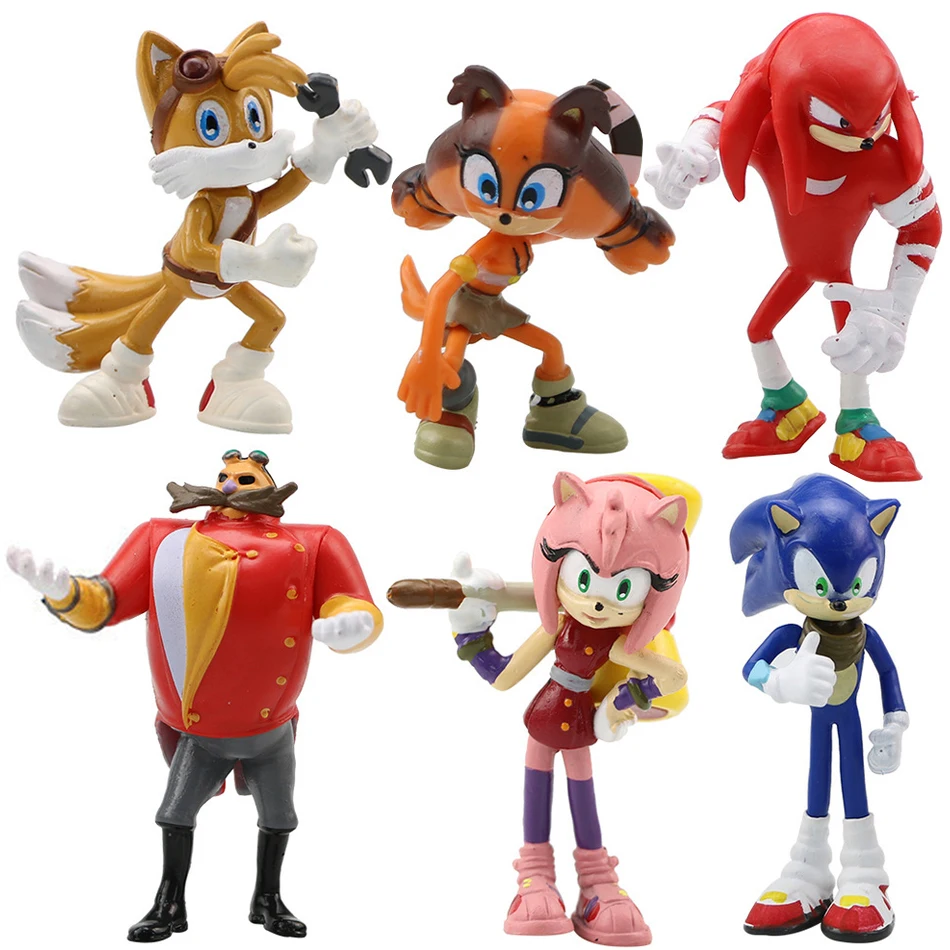 소닉 영화 및 텔레비전 PVC 캐릭터 장난감, 고슴도치 그림자 꼬리 피규어 모델 인형, 어린이 동물 장난감, 6 개/세트, 인기 판매