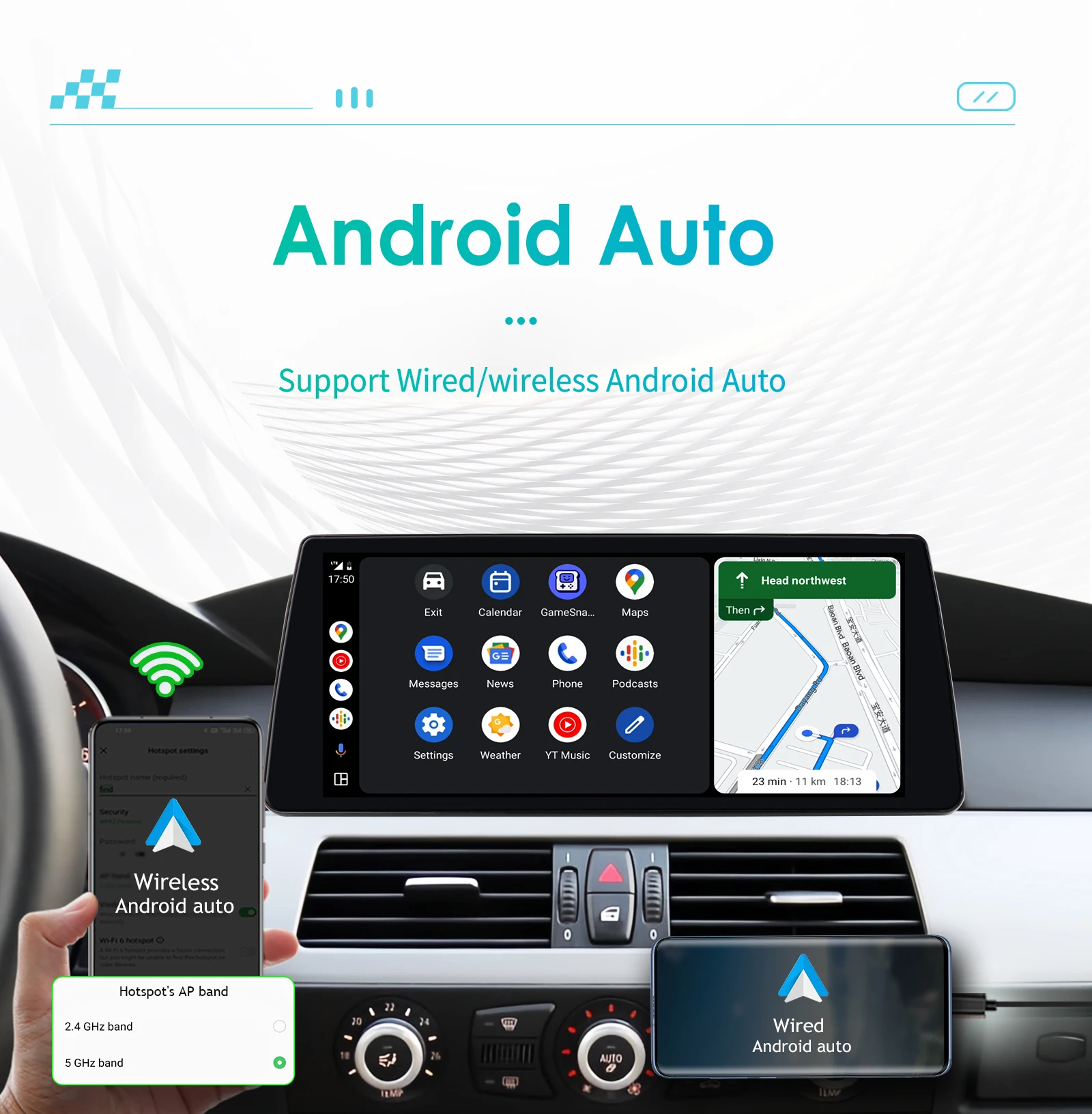 10,25-Zoll-Carplay-Android-Auto-Autoradio für BMW 5er-Reihe E60 E61 CCC CIC 2005-2010 Multimedia-Player 4G Autoradio 2-DIN-Bildschirm Audio – Detail 12