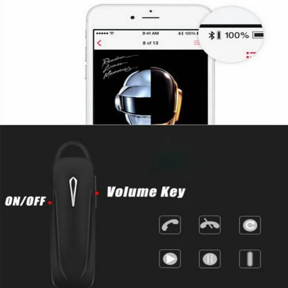 Mini Portable Handsfree Stereo Headset Bluetooth-compatible 4.0 Wireless Earphone With Mic Hidden Earbuds For iPhone Xiaomi 5