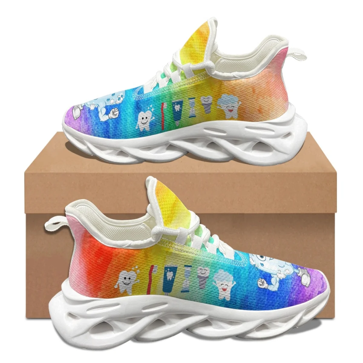 

Кроссовки Autu мужские с радужным принтом, защита для здоровья зубов, зимние мягкие Нескользящие, прочные, с круглым носком, повседневная обувь, устойчивые к грязи, на плоской подошве