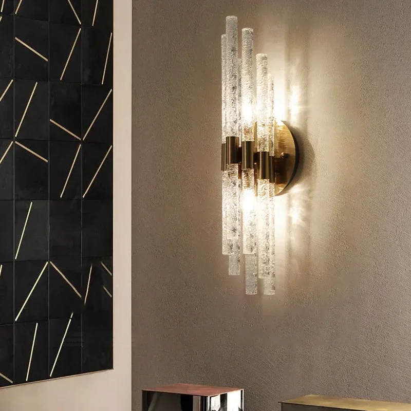 

Modern Glass Wall Lights Foyer Bedroom Dining Room Lamp Gold Metal E14 Bulb Dropshipping Creative Sconce