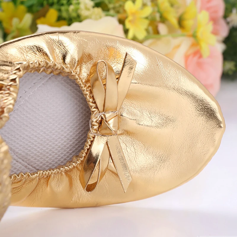 USHINE Leather Ballet Bellly Slippers Dance Shoes Split-Sole Gymnastics Yoga Shoes Kids Girls Women 6