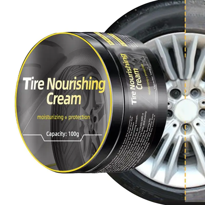 100g Tire Nourishing Cream Tire Blackening Wax Wheel Rim Scratch Repair Paste Auto Wheel Cleaner Waterproof For Trucks SUVs