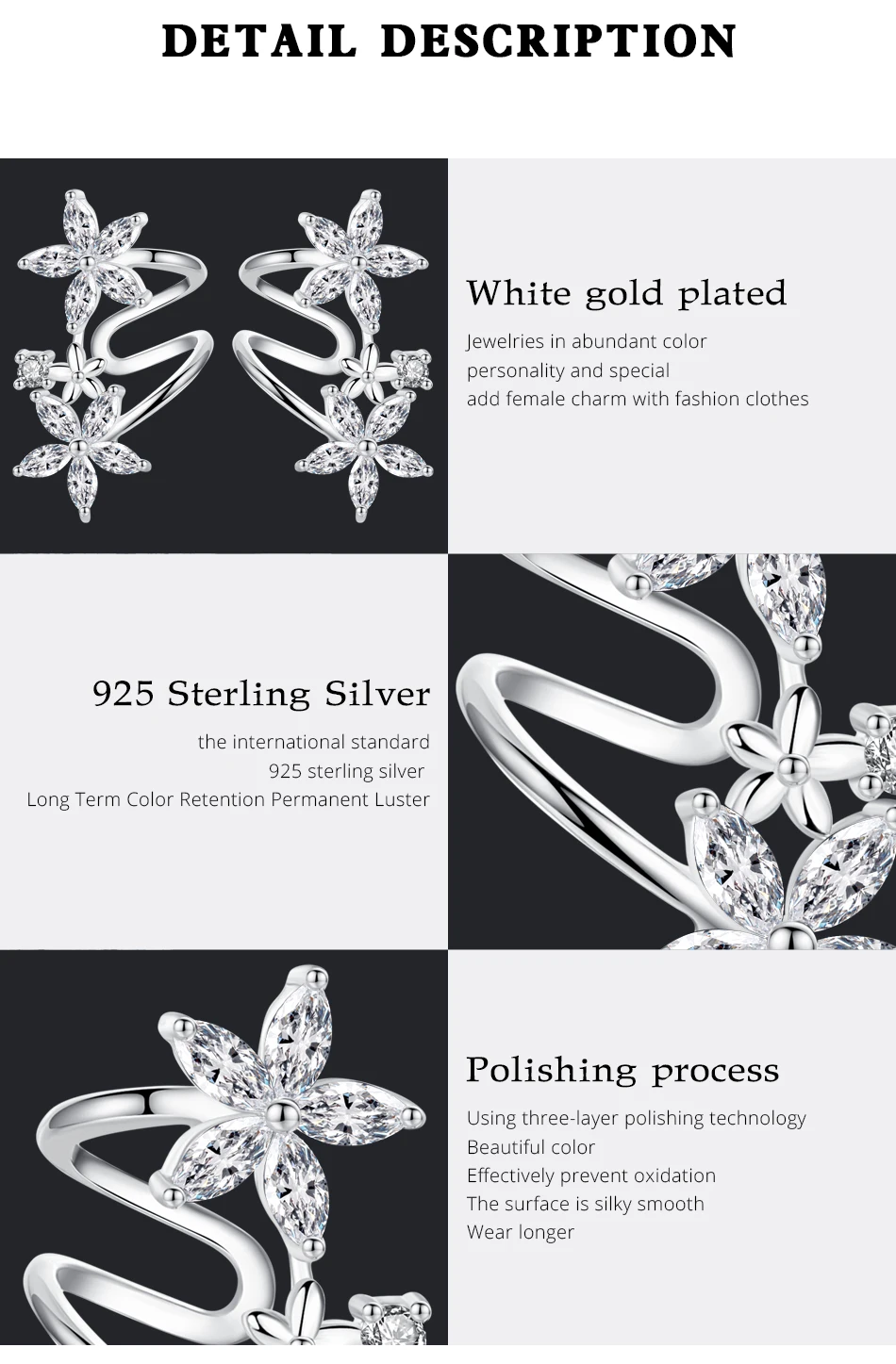 Orecchini a bottone in argento sterling per ragazze Accessori per orecchie da donna in oro bianco con zirconi cubici_voghion.com