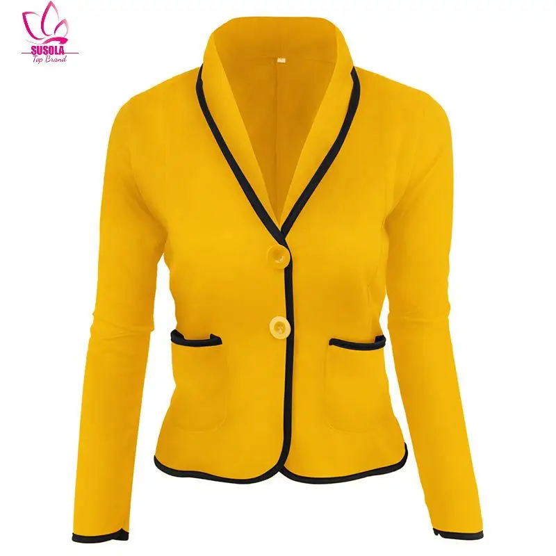 

Женский Однобортный блейзер с длинным рукавом, короткий офисный Блейзер размера 5xl