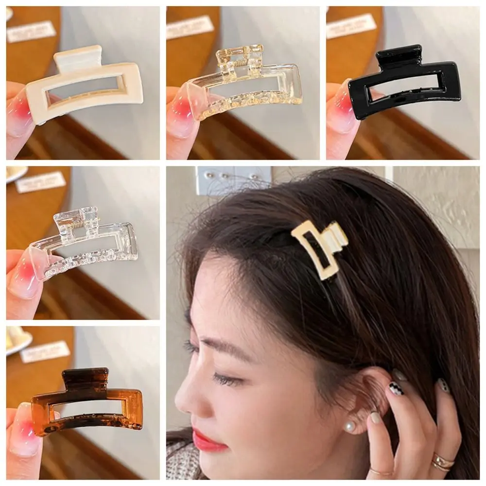 Elegante Kunststoff transparente Hai Clip kleine koreanische Stil Mini Haar klaue Haars pangen einfache hohle Haars pange Party – Detail 6