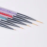 5pcs/Set 2 In 1 Dual-Ended Nail Art Liner Brushes With Crystal Handle Professional UV Gel Dotting Painting Drawing Pen DIY Tools 2
