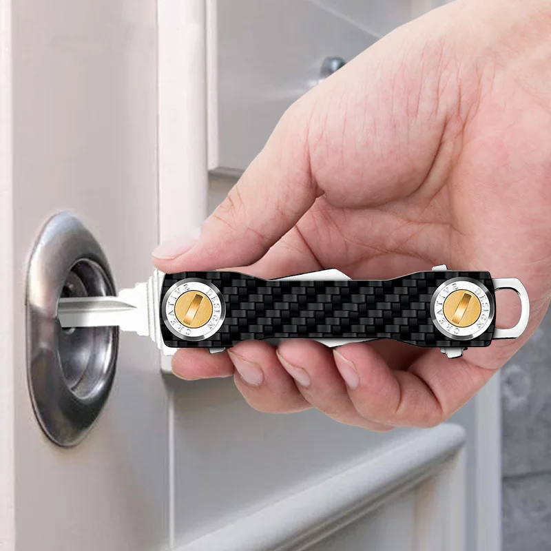 

2024 Brand 100% Carbon DIY Key Chain Key SMART Wallet EDC Pocket Key Holder Key Organizer Housekeeper
