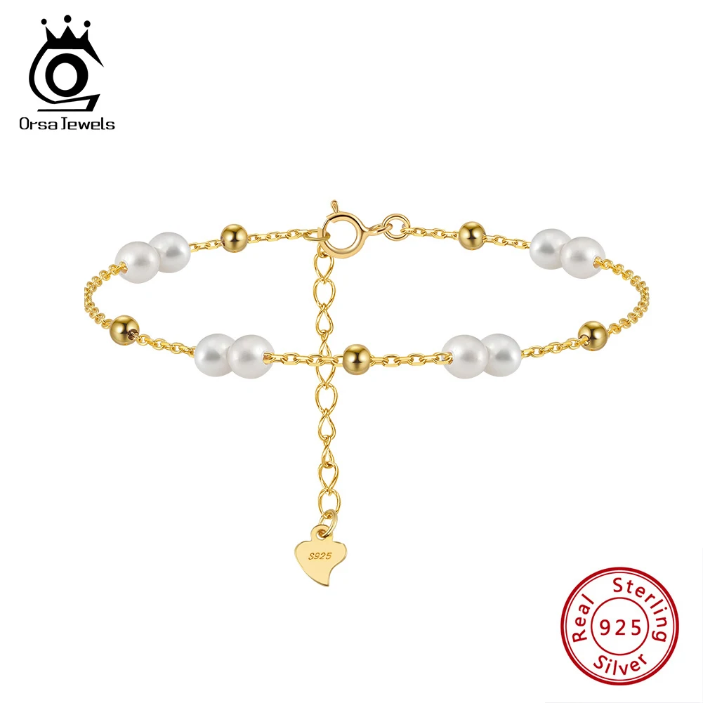 ORSA JEWELS 925 Sterling Silver Pearls Chain Bracelet Vinatge 14K Gold Pearl Beads Bracelet on Hand Female Party Jewelry GPB40 1 ORSA JEWELS 925 Sterling Silver Pearls Chain Bracelet Vinatge 14K Gold Pearl Beads Bracelet on Hand Female Party Jewelry GPB40 1