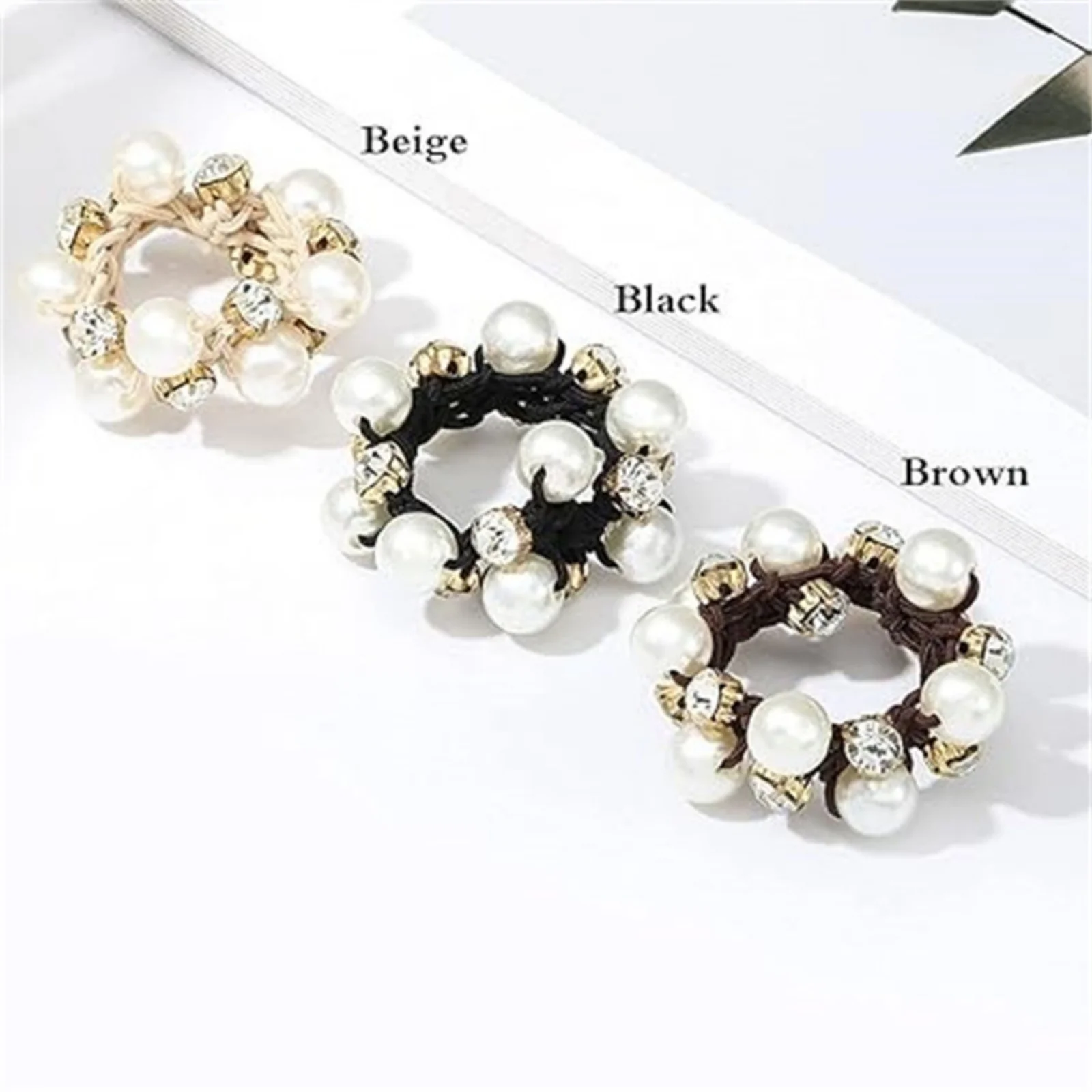 1Pc Pearl - Studded Hair Scrunchies for Women, Sparkling Rhinestone Elastic Hair Bands, Elegant Hair Decor