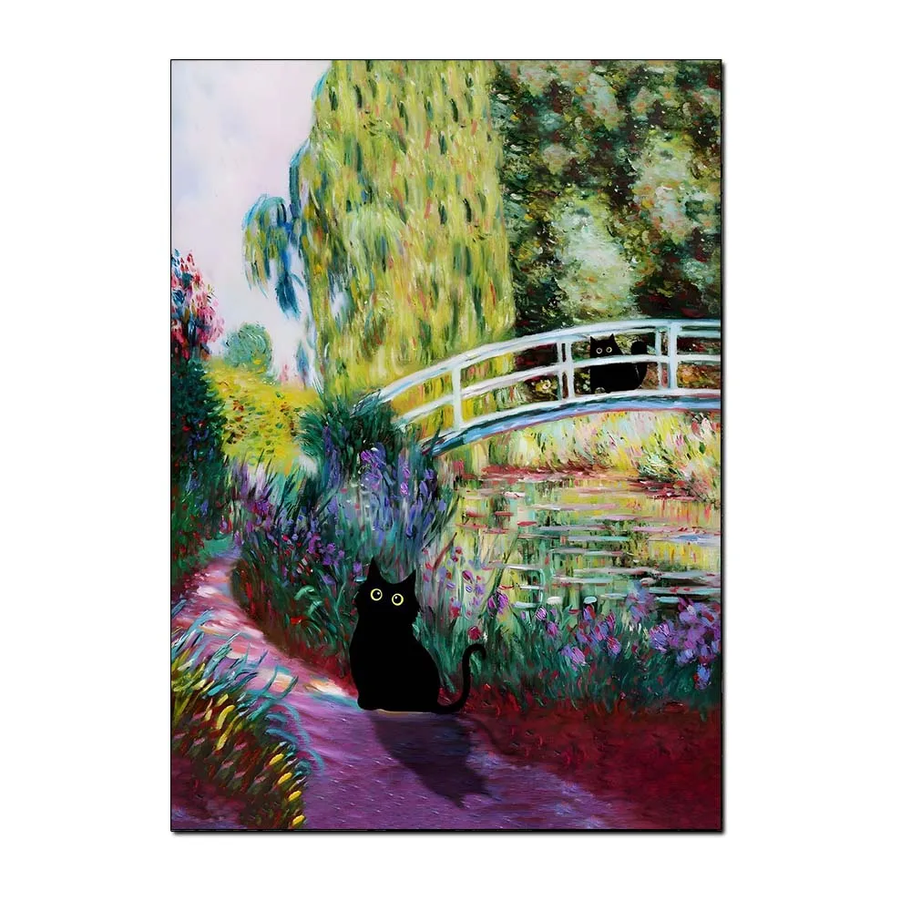 thumbnail image 1 of Famosa obra de arte de Claude Monet, póster de gato negro, impresión en lienzo, pintura, arte de pared, imagen para sala de estar, oficina, decoración del hogar, Cuadros, 1 of 5