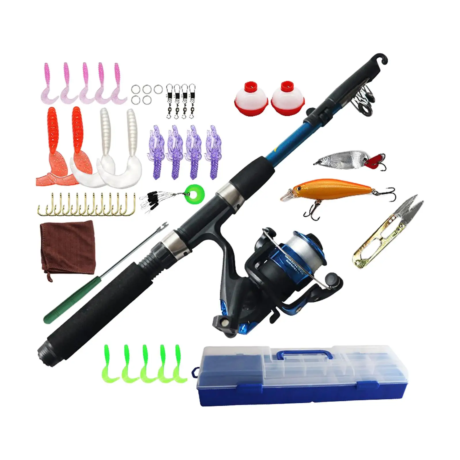 Compact Travel Telescopic Fishing Rod Combo with Tackle Box for Boys Girls Outdoor Freshwater Fishing Compact Travel Telescopic Fishing Rod Combo with Tackle Box for Boys Girls Outdoor Freshwater Fishing
