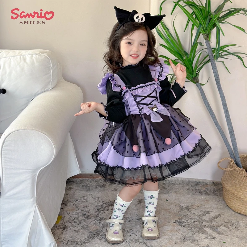 

Детское осеннее платье для косплея Kawaii Sanrio Kuromi для девочек Аниме Лолита Мультяшные платья принцессы Милая девочка на день рождения женский подарок