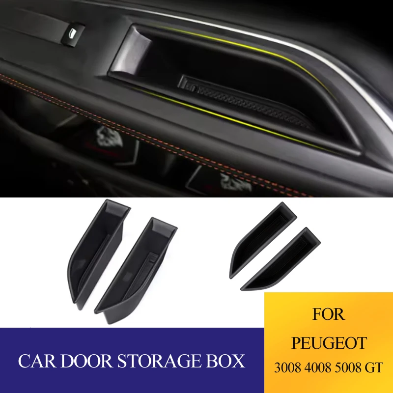 Caja de Almacenamiento para la Manija de la Puerta Delantera del Coche, para Peugeot GT 2016-2023, Accesorios de Estilo Interior para Automóviles