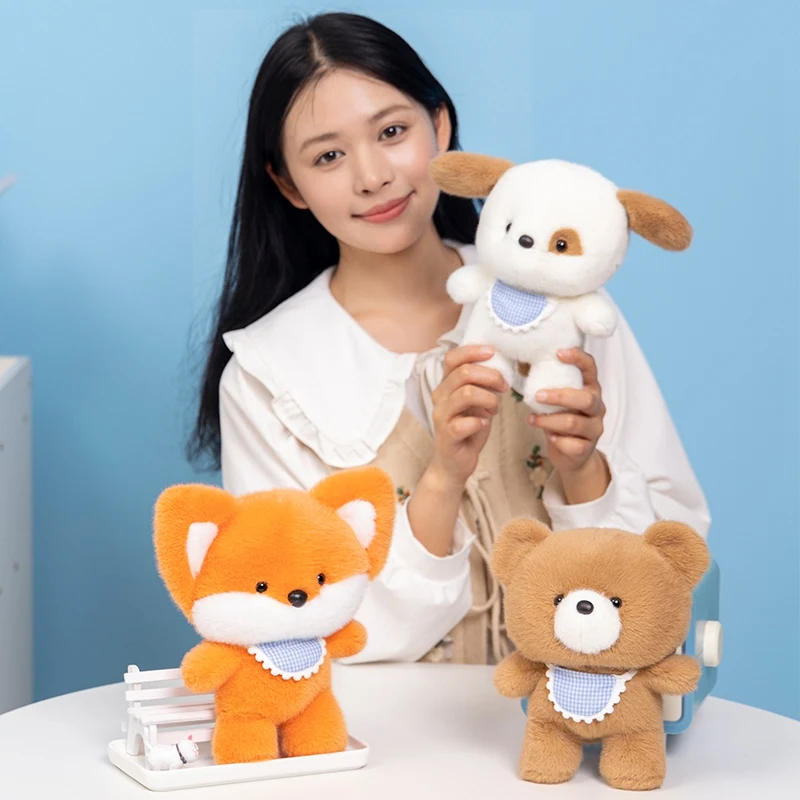 New Kawaii Animal Doll Pillow Soft and Cute Fox Bear Dog Plush Toy Doll Sleeping Animal Pillow For Girls Children Birthday Gifts