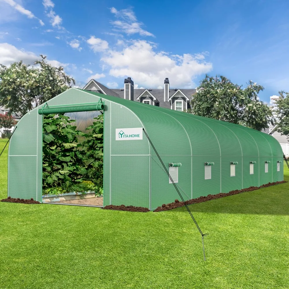 30x10x6.5ft Greenhouse Large Heavy DutyOutdoor Greenhouses Walk in Tunnel Green House Portable Plant Gardening Upgraded
