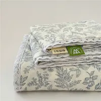 Drap plat doux imprimé, linge de lit doux pour la peau, drap de Style dentelle pour la maison, sábanas para cama (taie d'oreiller nécessaire de commande) 1