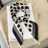 Retro Polka Dot Montage Silk Square Scarf Women Soft Satin Hairband Neckerchief Hijab Lady Headband Foulard Bag Ribbons Kerchief 2