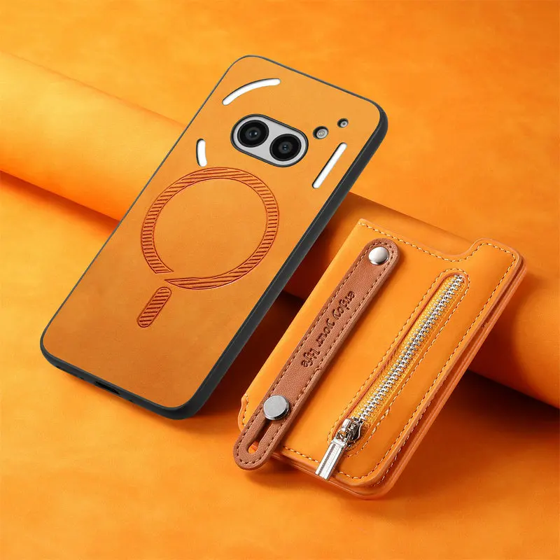 Leather Wallet Case with Detachable Magnetic Card Holder, 2-in-1 Design