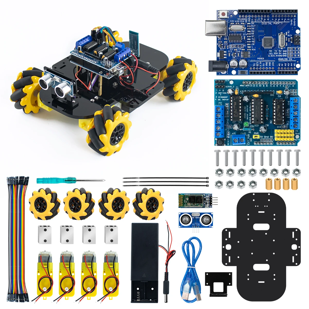 Lafvin 4wd mecanum robot car for arduino robot car kit smart diy uno r3