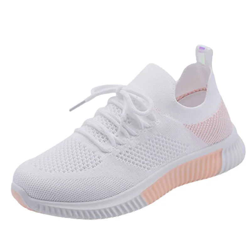 

Women's Knitted Casual Sneakers Mesh Breathable Soft Sole Ultralight Running Shoes Casual Shoes Outdoor Walking White Shoes