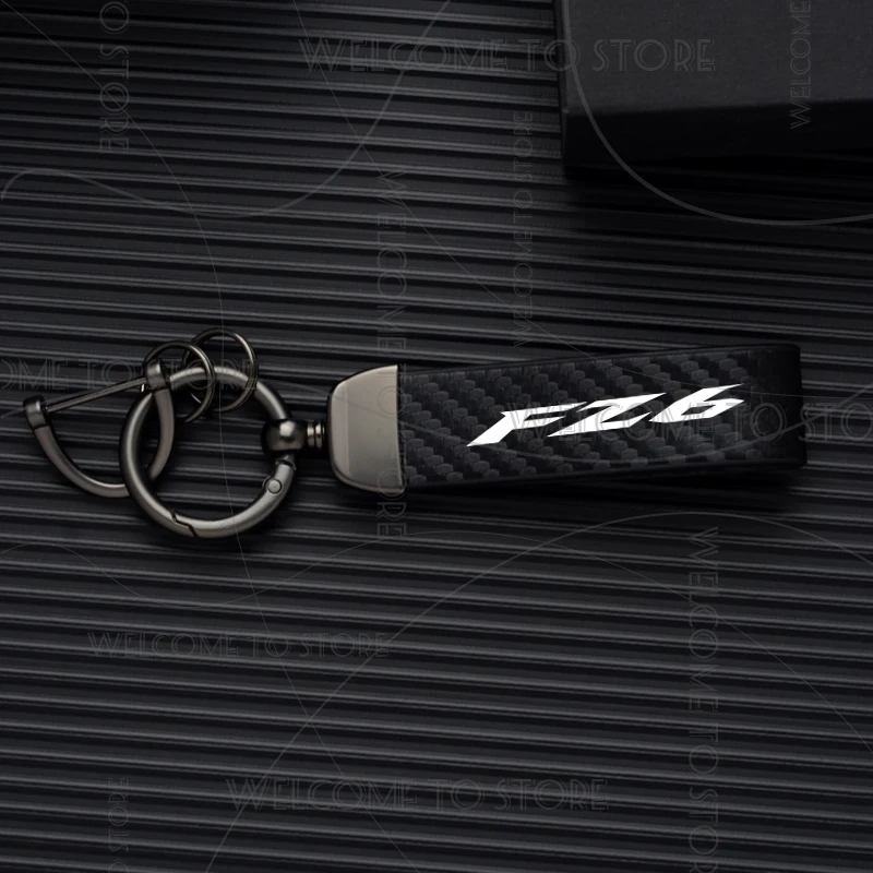 Carbon Fiber Leather Zinc Alloy Keychain with Emblem Design