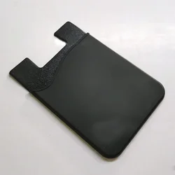 Adhesive Silicone Phone Card Holder Wallet - Slim Credit Card Pocket & Accessories (Black)