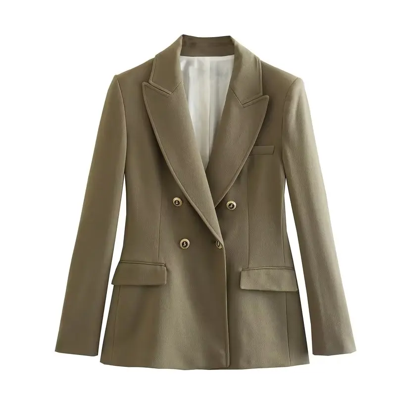 TRAF White Long Blazer Women Double Breasted Jackets for Women Office Outfits Women's Blazer Streetwear Long Sleeve Blazer Woman