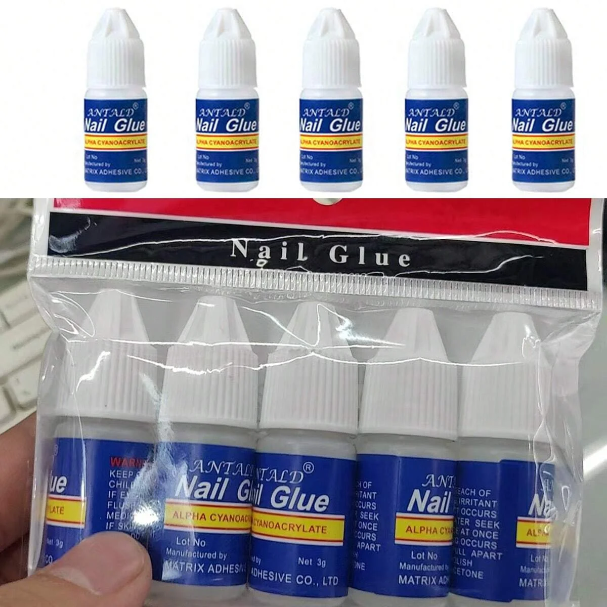 5pcs*3g Strong Adhesive Nail Glue -Fast Drying Nail Bond Glue for Acrylic False Nail Tips Gem Rhinestone Jewelry Sticky Glue Gel 2