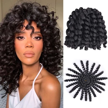 Ombre Synthetic Braiding Hair Jumpy Wand Curl Crochet Braids Jamaican Bounce Synthetic Crochet Hair Extensions for Black Women 1