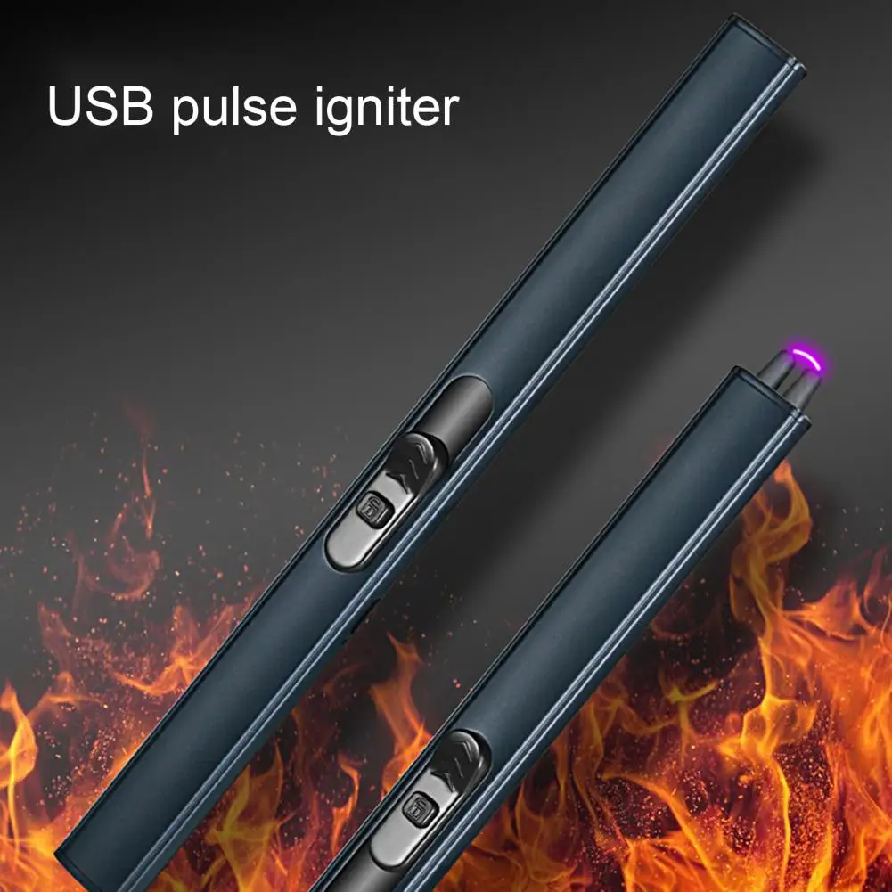 Gas Stove Igniter Pulse Igniter USB Charging Windproof No Flame Long Handle Camping Gas Stove BBQ Electric Igniter Outdoor Kitchen