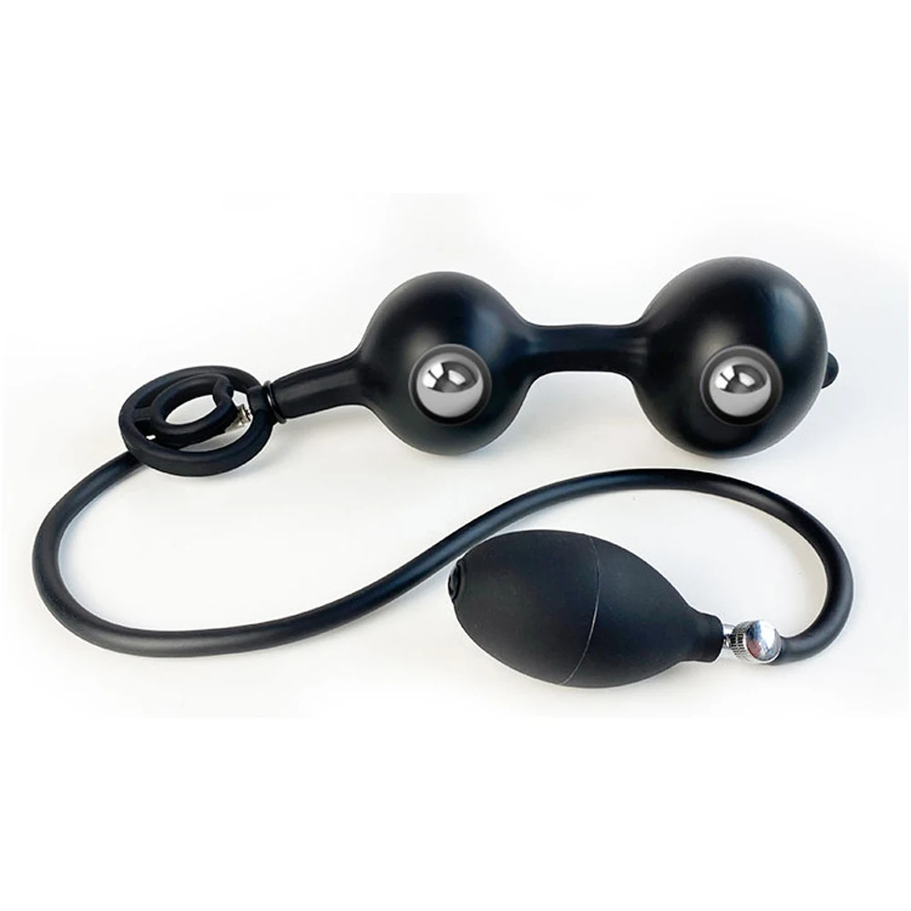Big Inflate Anal Plug Dildo with Steel Ball Sex Toy