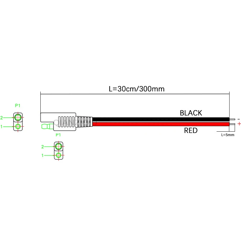 SA1pc 레드/블랙 30CM 10A 전원 자동차 연장 케이블 SAE 커넥터 케이블 퀵 디스커넥트