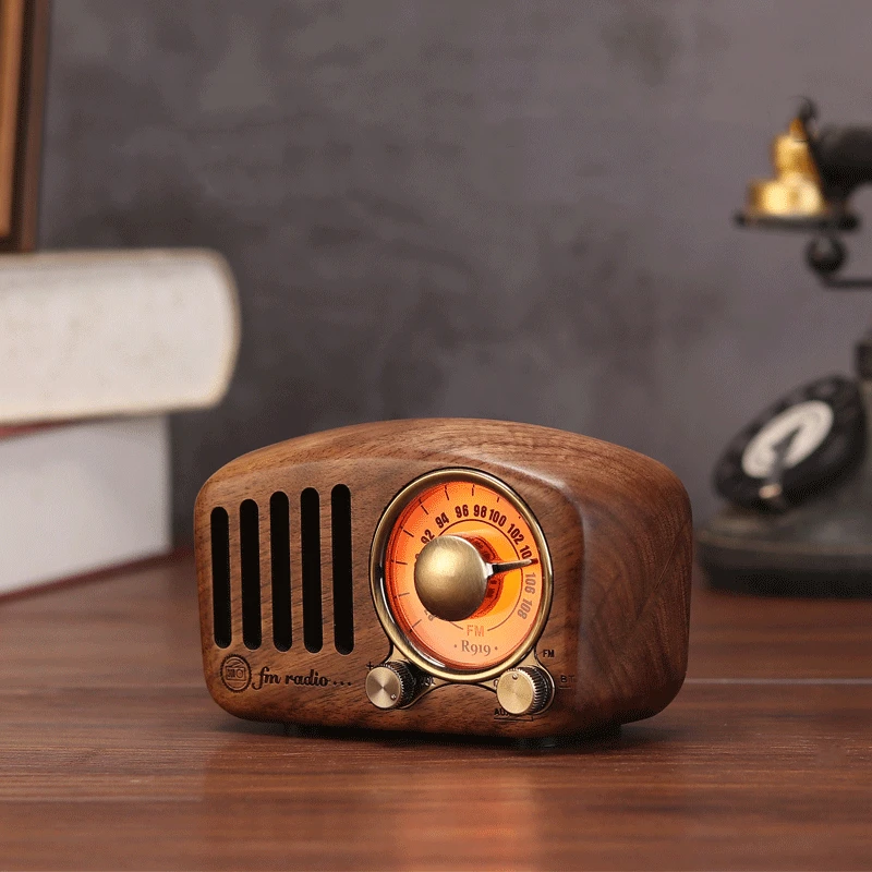 

Уличный умный компьютер в стиле ретро из орехового дерева, Bluetooth-динамик, радио, мини-внешний разъем, маленький звук